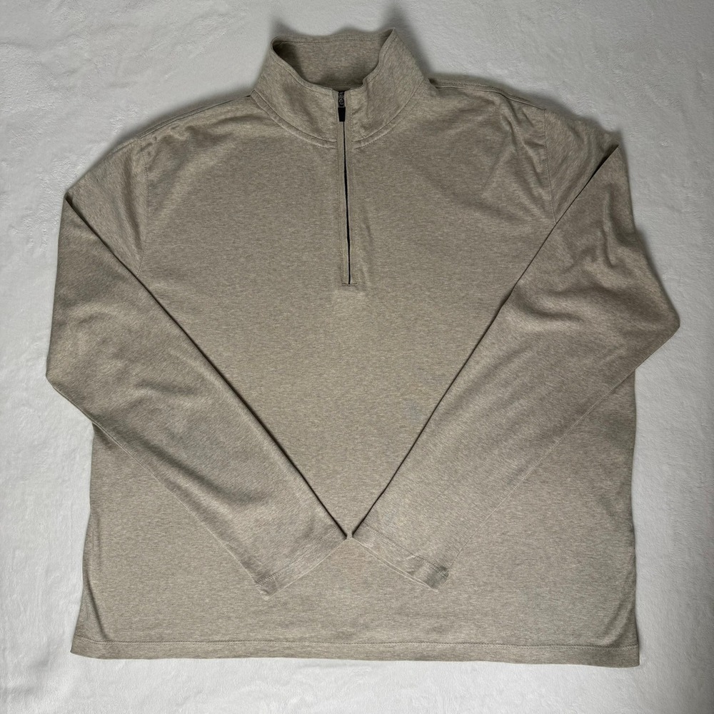 Banana Republic Luxe Touch Performance Mens XL Tan Heather Quarter Zip Pullover